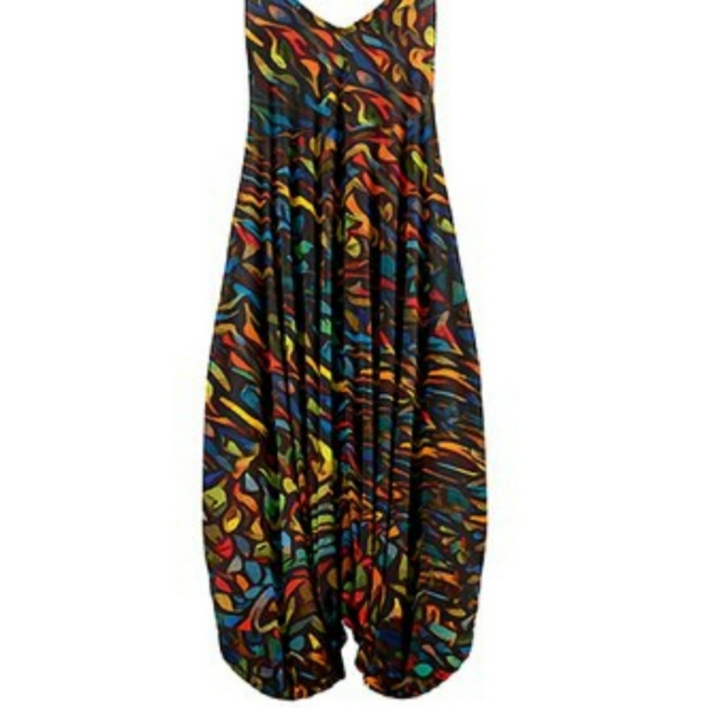 Black Abstract Harem Jumpsuit - Women & Plus